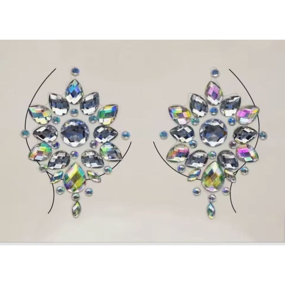 New AB Crystal Pasties Round 3.5in